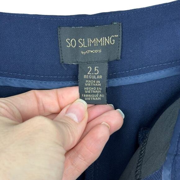Chico’s So Slimming Manhattan Trousers Navy Straight Leg Dress Pants Size 14 - Picture 11 of 16